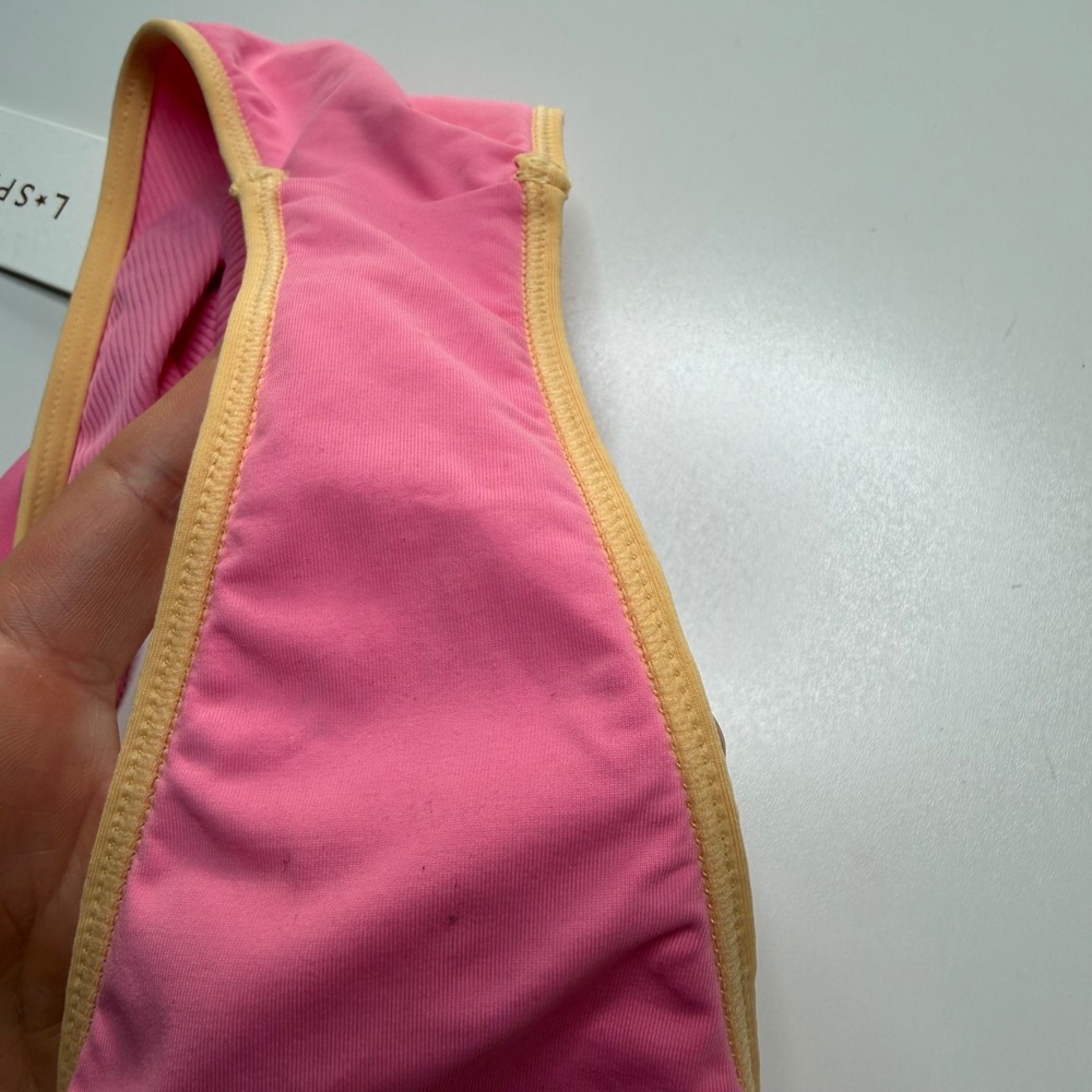 LSPACE L*Space Nora Bottom Bitsy Pink Ribbed High Leg Women's Size Medium New - Picture 9 of 9